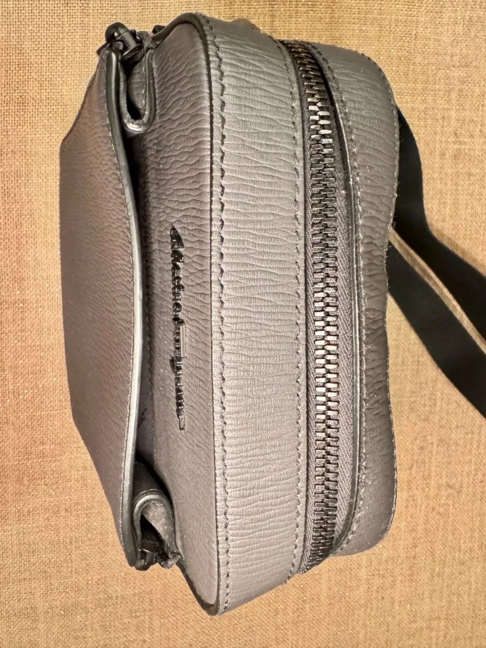Salvatore Ferragamo Revival Leather Crossbody Bag — Grey Textured